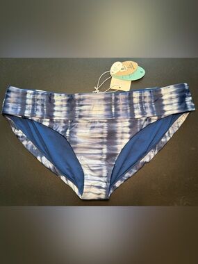 Prana Marta Bikini Bottoms Size M Blue Belize Hazy Days Tie Dye Bathing Suit NWT